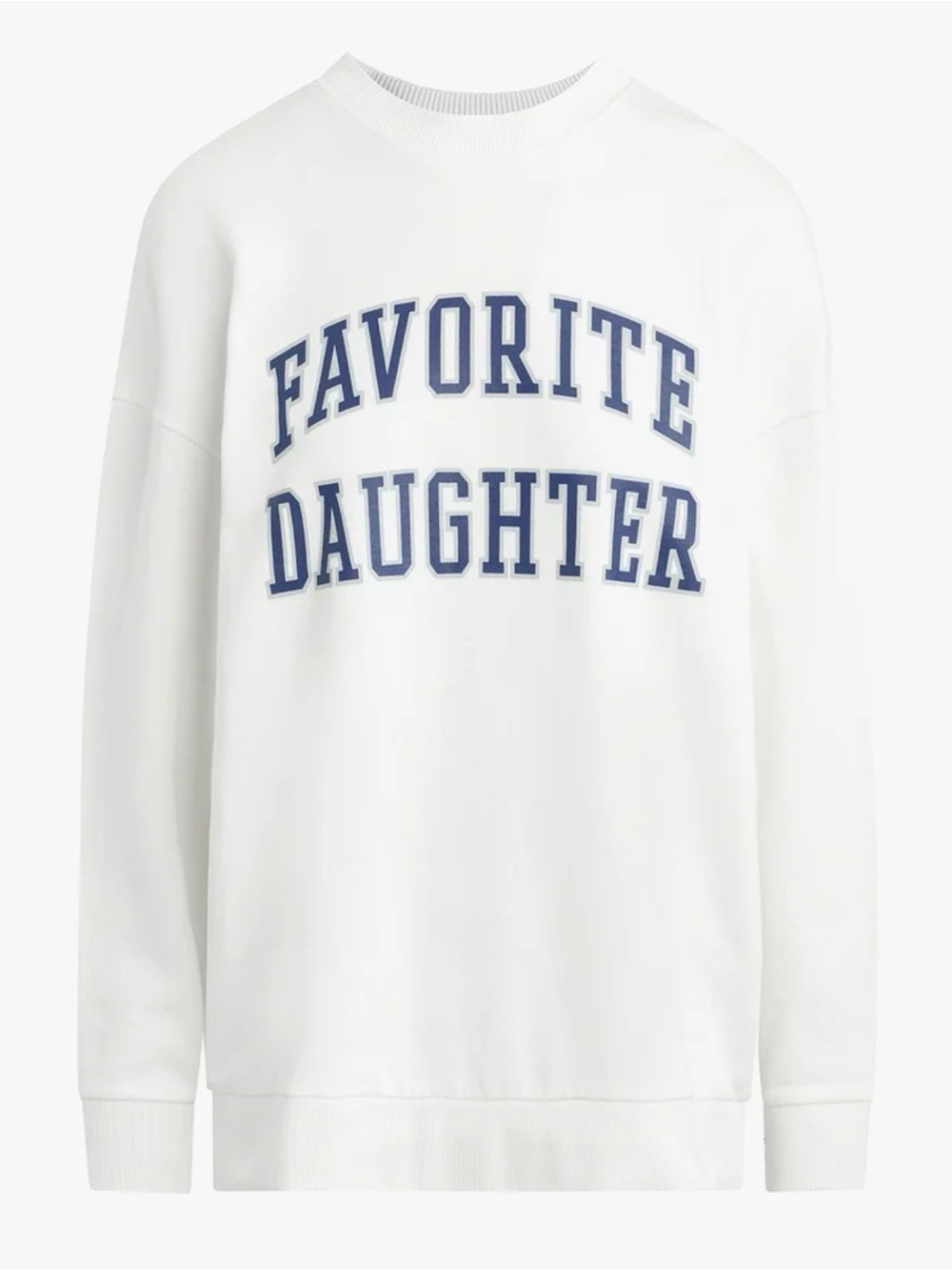NWT Favorite Daughter The Collegiate Sweatshirt White with Navy Lettering M